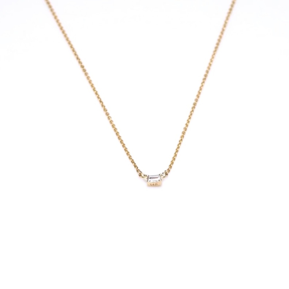 Aurate Solo Baguette Diamond Necklace